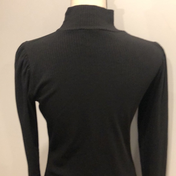 Milan kiss black front slit midi dress long sleeve womens M keyhole neck bodycon - Picture 6 of 10